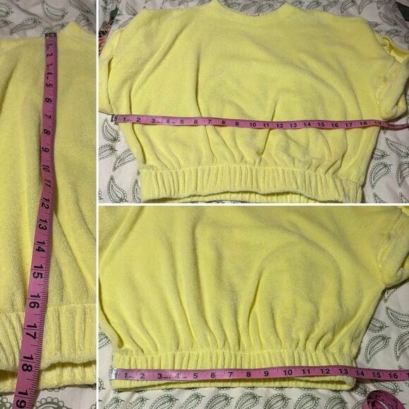 Elan Lenon Custard Yellow Cropped Terry Top Beach Top M - Picture 12 of 12